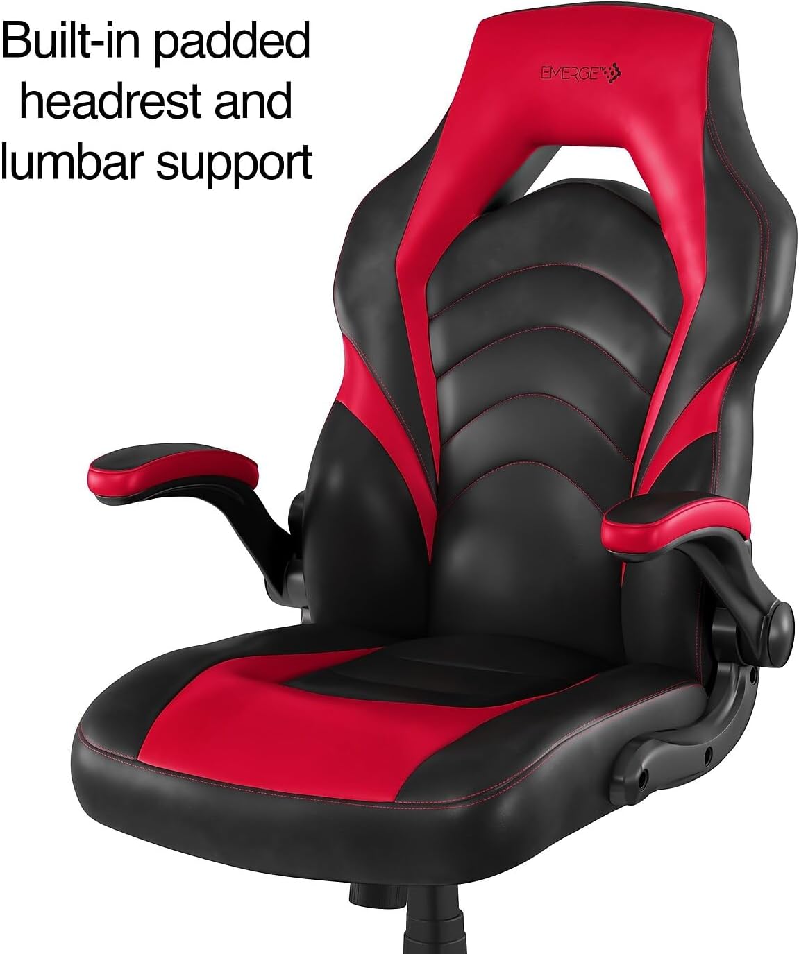 Emerge Vortex Gaming Chair, Ergonomic, Adjustable Height, Swivel, Black