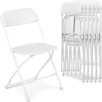 Folding Chairs 6 Pack,Durable Black Folding Chairs, Heavy-Duty Plastic Folding Chairs for Indoor/Outdoor Use - Ideal for Events Parties Extra Seating Solutions 350lbs Capacity (White, 6 Pack)