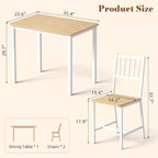 Yafylly Small Space 3 Piece Dining Table Set for 2, Compact Kitchen Table Set with 2 Chairs & Adjustable Feet, Modern Breakfast Nook Furniture for Apartment, Dorm, or Home, White