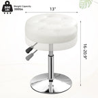 Ottoman Swivel Vanity Stool Chair for Makeup Room Stool for Vanity Chair Height Adjustable Faux Leather White