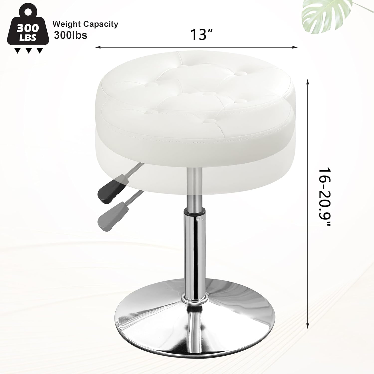 Ottoman Swivel Vanity Stool Chair for Makeup Room Stool for Vanity Chair Height Adjustable Faux Leather White