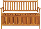 Natural Acacia Wood Storage Bench, 47.2-inch Rustic Outdoor Patio Furniture, Brown Weatherproof Garden Seating, Entryway Porch Bench with Ample Storage Bench Seating