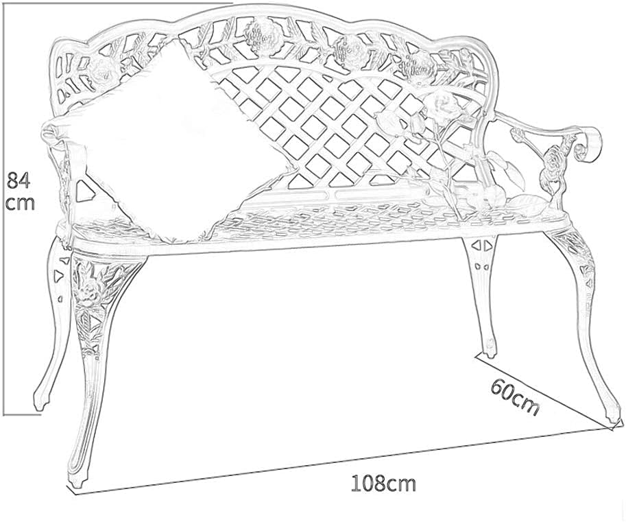 Stool Child Park Bench, Courtyard Lounge Chair Metal Bench Armrest with Backrest, Outdoor Furniture 2 People Seat Comfortable Garden Chair, for Terrace Corridors ()