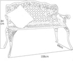 Stool Child Park Bench, Courtyard Lounge Chair Metal Bench Armrest with Backrest, Outdoor Furniture 2 People Seat Comfortable Garden Chair, for Terrace Corridors ()