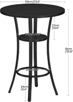 CHOEZON Round Bar Table, 2-Tier High Top & Counter Height Dining Table, Small Kitchen Dining Tables, for Bistro, Pub, Kitchen, Living Room, Black TBT03BB