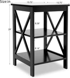 Oxford Small Side Table Black, 15.75W x15.75D x24.02 H Square End Table with UV Lacquered Surface, High-Grade E1 MDF, X-Shaped Legs for Stability, Easy Assembly for Living Room Sofa Side