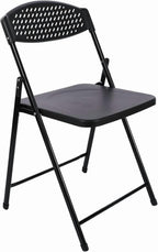 Lightweight Plastic Folding Chair Black Ergonomic Curved backrest with Padded Non-Slip Foot Cover for Indoor and Outdoor use