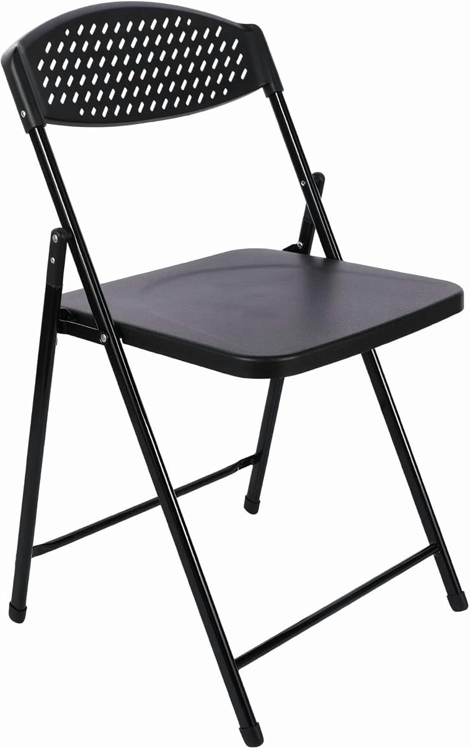 Lightweight Plastic Folding Chair Black Ergonomic Curved backrest with Padded Non-Slip Foot Cover for Indoor and Outdoor use