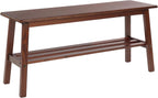 VINGLI Solid Wood Dining Bench 39" Wooden Bench for Entryway, Bedroom, Kitchen & Living Room, with Shoe Rack Storage, Walnut