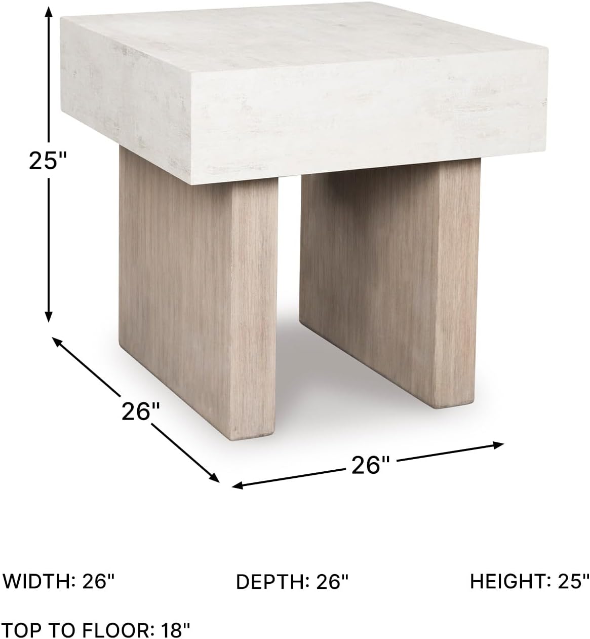 Signature Design by Ashley Jorlaina Modern End Table with Heat Resistant, Scratch Resistant and Fade Resistant Surface, Light Gray & Light Brown