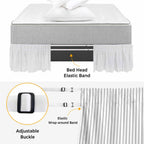 Grey Vertical Striped Bed Skirt Queen Size 16 Inch Drop, Adjustable & Elastic Wrap Around Bed Skirts Pleated Luxury Dust Ruffles for Twin Full Queen Cal King Base Bed, Farmhouse Thin Line Stripes