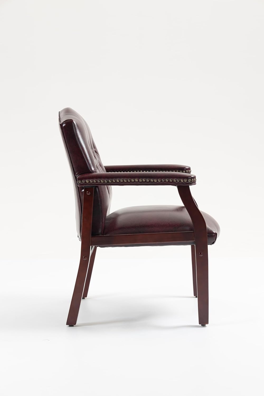 Leather Office Guest Chairs Set of 2, Ergonomic Waiting Room Chair with Arms Reception Chairs No Wheels Conference & Meeting Side Chairs Executive Furniture (Burgundy)