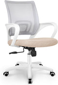 NEO CHAIR Office Desk Computer Chair Ergonomic Mesh Gaming Cushion Seat with Comfy Lumbar Mid Back Support Adjustable Height Swivel Rolling Wheels for Home Task (Beige)