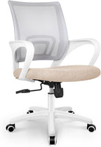 NEO CHAIR Office Desk Computer Chair Ergonomic Mesh Gaming Cushion Seat with Comfy Lumbar Mid Back Support Adjustable Height Swivel Rolling Wheels for Home Task (Beige)