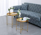 Nordic Iron Small Coffee Table Foldable Gold Color Simple Sofa Side Living Room Balcony Garden