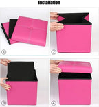 Storage Stool Footstool PU Padded Seat n Chair Storage Toy Shoes Home Footrest Footstool Comfortable and (Color : Pink)