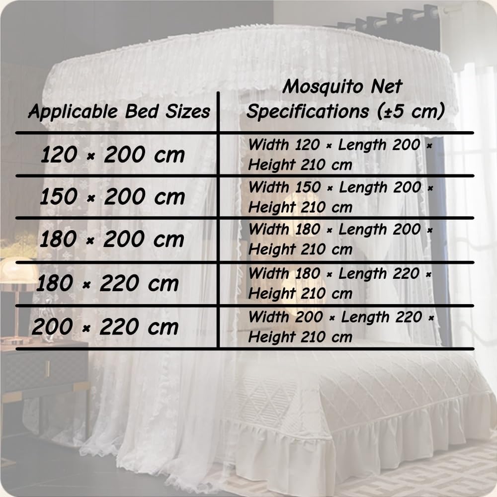 U-Shaped Rail Bed Canopy Curtain, Double Layer Bed Curtain, Princess Bed Canopy, 3 Opening Mosquito Net, Cozy Drape Netting for Bedroom Decoration(Khaki,70.9x86.6in)