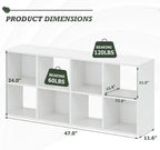 8-Cube Storage Organizer Shelf, Open Cube Bookshelf, Reversible Bookcase, Sturdy Modern Storage for Home Office, Bedroom, Living Room, White