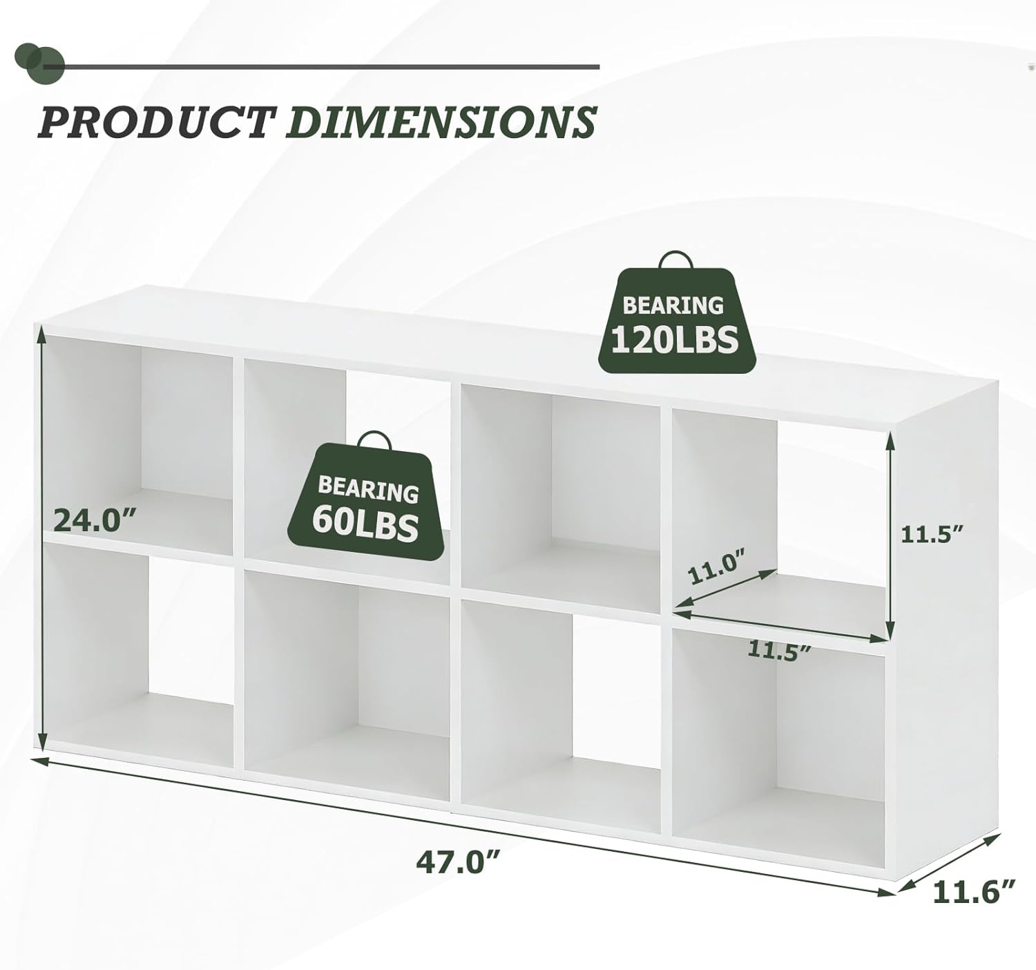 8-Cube Storage Organizer Shelf, Open Cube Bookshelf, Reversible Bookcase, Sturdy Modern Storage for Home Office, Bedroom, Living Room, White