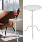 RattanView 1 Pcs Metal Martini Table White Small Round Drink Table12.5 x 12.5 x 27.75 Inches Pedestal Iron Tables for Small Living Room Bedroom Spaces