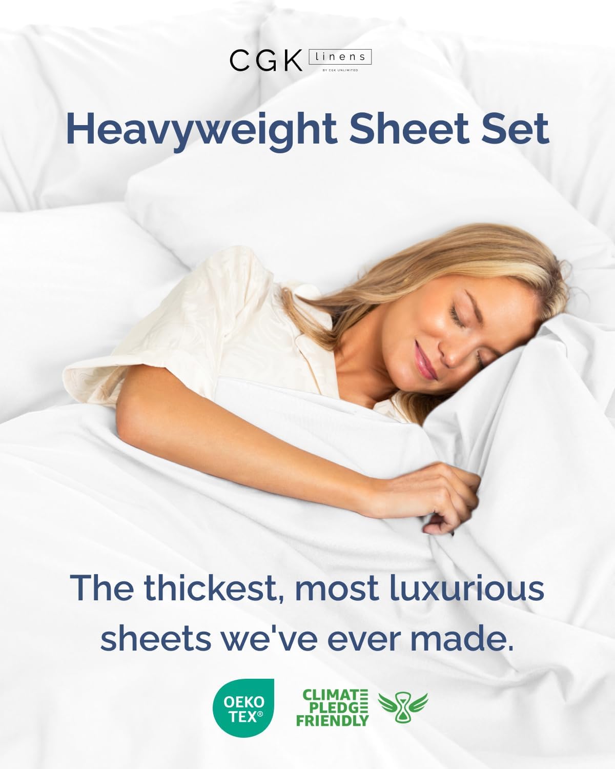 Extra Thick Heavyweight Queen Size 4 Piece Sheet Set – High End Super Luxury Bed Set – Premium Heavyweight Hotel Quality Sheets with Deep Pockets - Easy-Fit - Ultra-Soft, Warm & Wrinkle Free - White