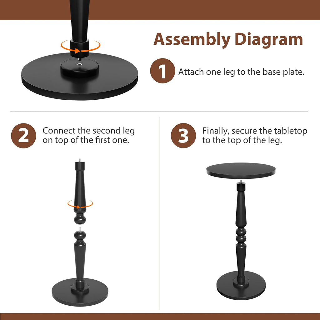 Small Wood Round Side Table - Accent Nightstand Pedestal Table for Living Room, Bedroom - Compact Coffee Table, Tea Table, Drink Table, End Table for Small Spaces, Corners, Office