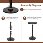 Round Side Table for Small Spaces，Bamboo Bed Tray Table with Foldable Legs