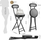 H HOMEWINS Cushioned Padded Folding Stool,1PCS 23.6-Inch Counter Height Bar Stool,Portable Folding Stool with Handle for Fishing Hiking Gardening Travel BBQ