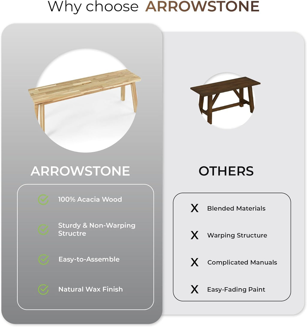 ARROWSTONE Solid Wood Bench for Entryway, Bed Bench, Dining, Plant Stand - Wooden Bench Indoor (47 inches)