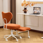 Ergonomic Cross Legged Office Chair - Meditation Kneeling Chair with Lumbar Support, Adjustable Height Swivel Seat with Wheels for Office Work Study Yoga Reading Home Living Room, Orange