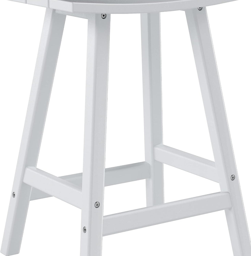 Westin Outdoors Laguna WO Home Furniture Patio Counter Stools Set of 2 PCS Outdoor Adirondack 24" in Saddle Bar Stools for Porch, Backyard, BarBQ, Party, Events (White), White