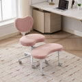 Meditation Chair Plus, Cross Legged Chair with Wheels, Black PU, Adjustable Stool - Larger Cushion, Lumbar Support, Flexible Seating for and Comfort (Pink + Teddy)