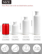 Ceramic Vase Set of 3 – Modern Minimalist White Vases with Matte Finish, Coordinated Tall Medium Short Decorative Vases for Home Decor