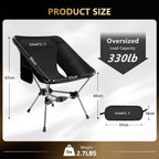 Camping Chair Backpacking Portable Hiking Ultralight Small Lightweight Folding Chair for Outdoor Camp Beach Picnic Concert, Supports 330lbs (Black,1PCS)