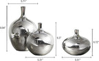 Madison Park Signature Ansen Ceramic Handmade Vase Set Home Décor - Metallic Accent Living Room Decoration Ideal for Shelf, Side Table, Mantle Ornaments, Multi Size, Silver 3 Piece
