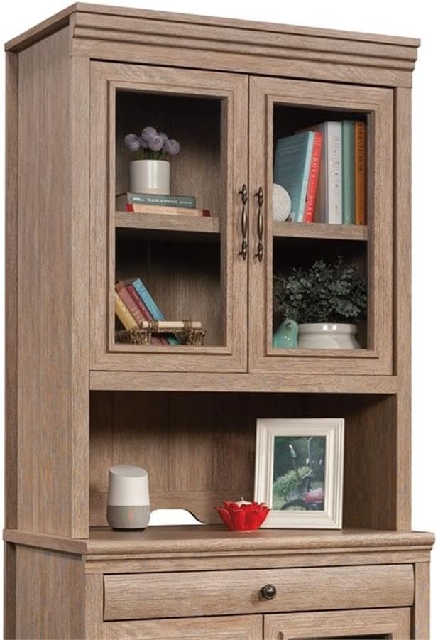 Sauder Rollingwood Engineered Wood Library Hutch in Brushed Oak Finish