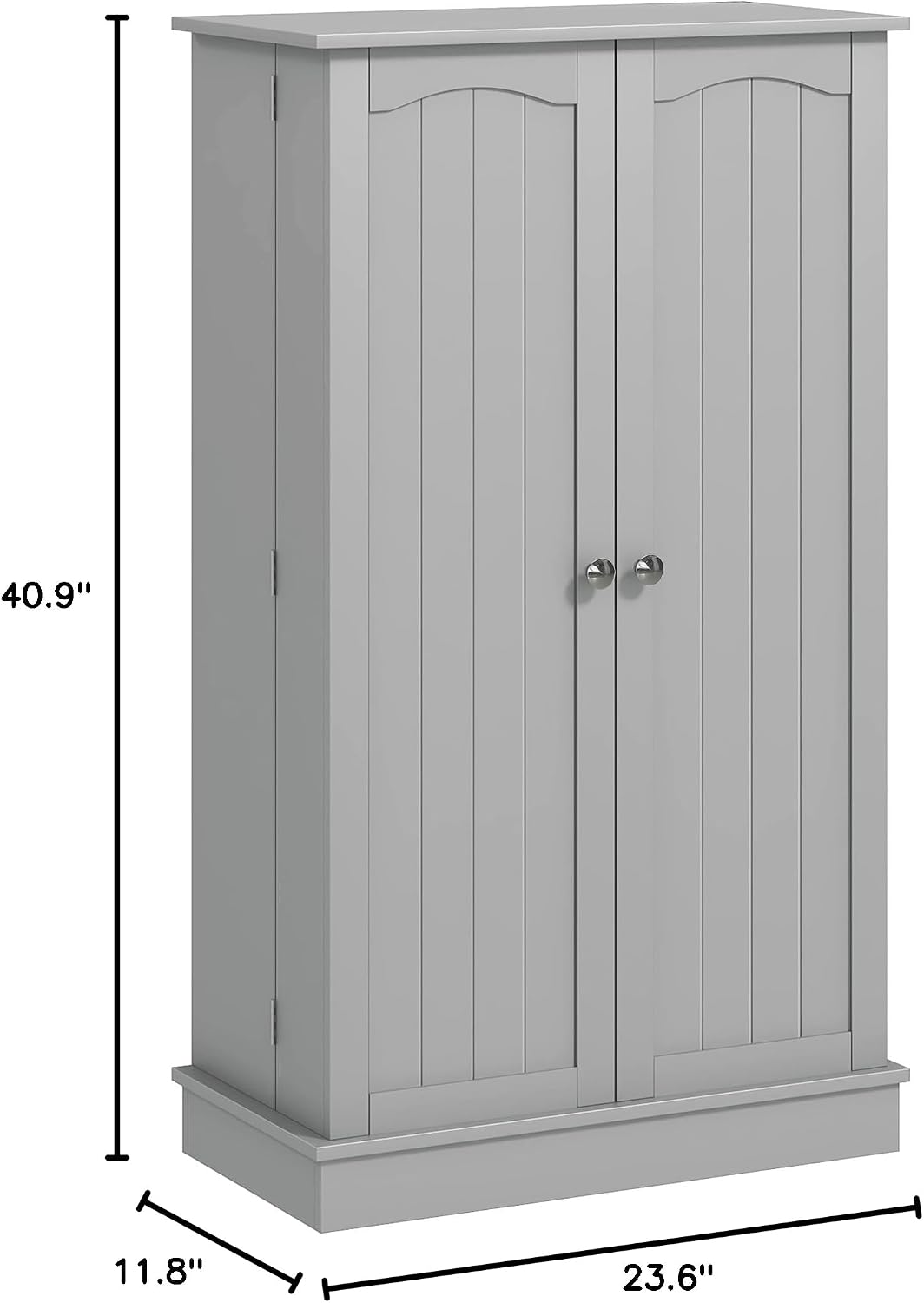 41" Kitchen Pantry Storage Cabinet, Freestanding Kitchen Cabinet with 12 Door Shelves, Double Doors, 5-Tier Shelving and Adjustable Shelves, Paper Gray