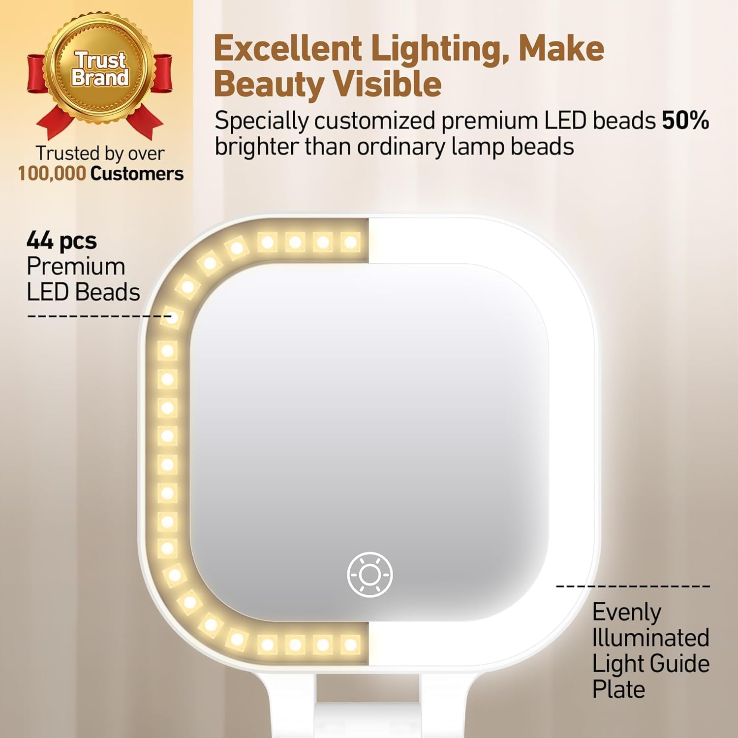GOMIPURU Travel Mirror with Light, Compact Mirrors, 1x/30x Magnifying Mirror with 3 Color Lights and Adjustable Brightness, 4.5x3.9 inch Small Compact Hangable Hand Pocket Mirrors, Comes with Tweezer