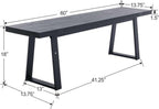 VESCASA 60" Wood Dining Bench with Black Metal Legs for Dining Room, Kitchen, Black