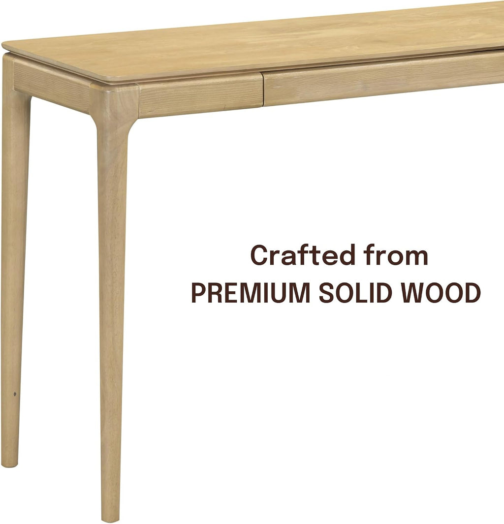 NTC Mingle 47-Inch Console Table, Modern Solid Wood Entryway Table with Hidden Drawer, Waterproof & Heat Resistant, Narrow Table for Hallway, Living Room & Foyer, Sand