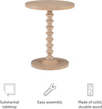 Powell Tarkin Round Natural Wood Turned Spindle Pedestal Side Accent Table