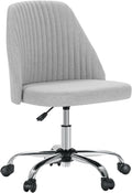 DUMOS Office Chair, Comfy Desk Chair Rolling Vanity Swivel Task Chairs with Wheels, Wide Seating Armless Height Adjustable Computer Chairs for Home,Bedroom,Student,Adults, Classic Grey