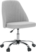 DUMOS Office Chair, Comfy Desk Chair Rolling Vanity Swivel Task Chairs with Wheels, Wide Seating Armless Height Adjustable Computer Chairs for Home,Bedroom,Student,Adults, Classic Grey