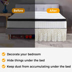 Bed Skirt Cream Leopard Print Bedskirt 18 Inch Drop Animal Fur Skin Adjustable Elastic Wrap Around Bed Skirts Dust Ruffle for Queen Size Bed Frame Cover Bedroom Decor