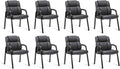 CLATINA Black Guest Chair with Arms, Office Reception Chairs for Conference and Waiting Room, Ergonomic Leather Visitor Desk Chair No Wheels Side Office Home Chairs, 8PK