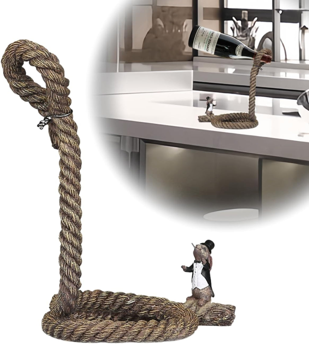 Festive Floating Wine Bottle Display - Enchanted Rabbit Conductor Rack with Levitating Magic, Christmas Home Decor for Fantasy Lovers & Imaginative Gift