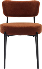 Boucle Dining Chairs Set of 4, Brown Mid Century Modern Kitchen Dining Room Chairs with Curved Backrest and Metal Frame, Round Upholstered Dining Chairs for Kitchen, Living Room