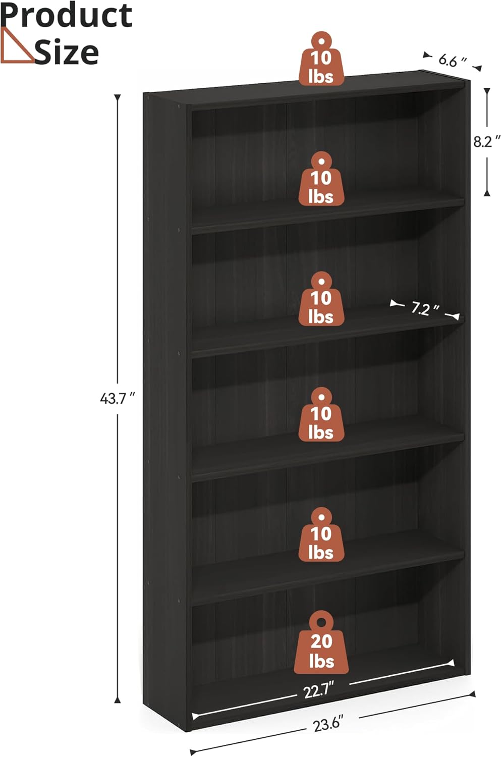 DVD Storage Cabinet Shelf, 5 Tier Media Storage Tower for CDs & Video Games, Freestanding Organizer Shelf for Living Room Home Office, Holds 200+ DVDs(Black)