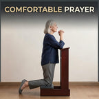 Wooden Prayer Kneeler Bench with Storage Shelf and Cushion, Stable Church Pulpit Kneeling Chair with Reading Platform for Home Devotion and Bible Study, 20x16.5x33 Inches(White)