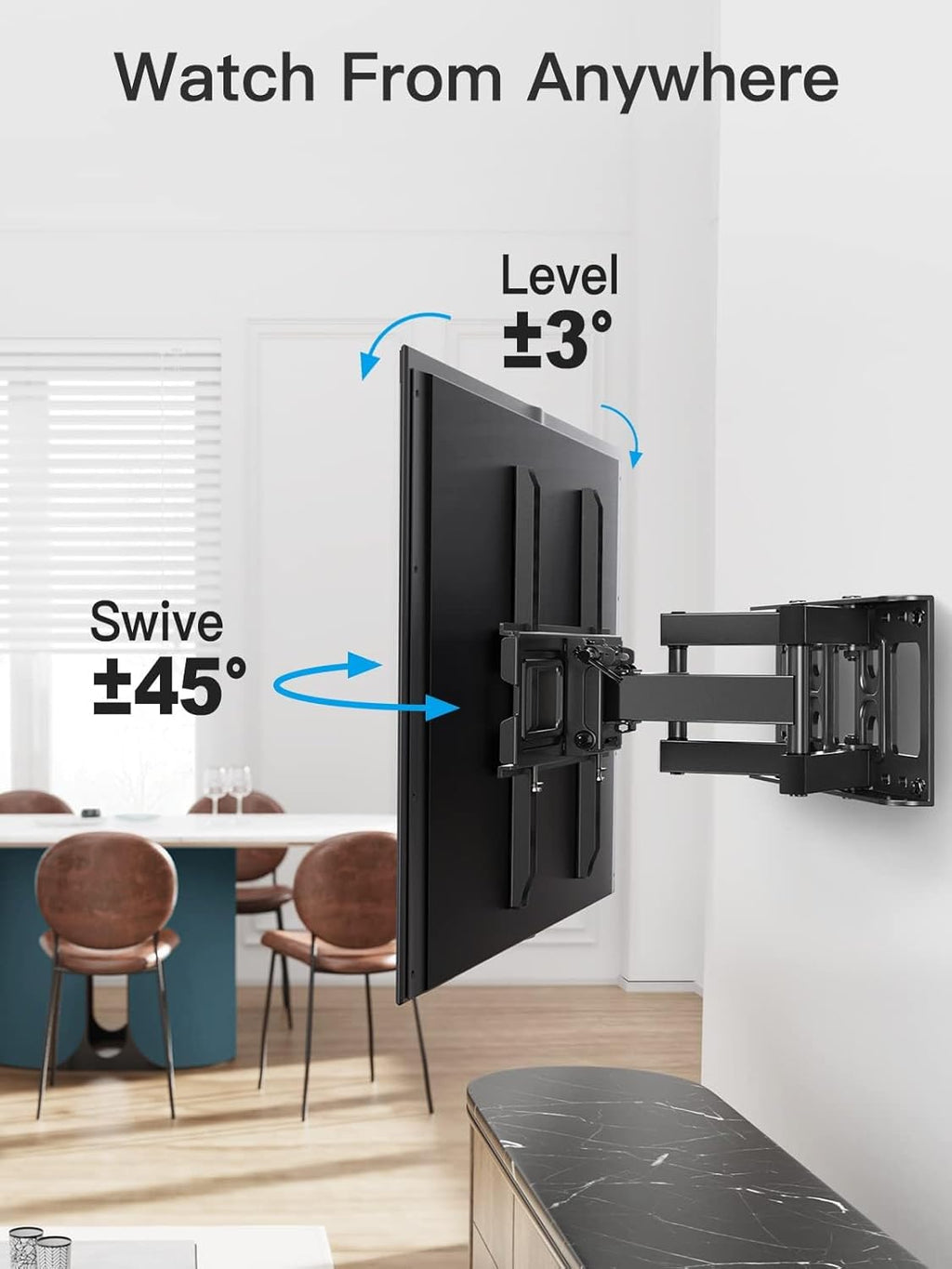Pipishell TV Wall Mount for 26-74 inch LED LCD OLED 4K TVs up to 99lbs, Full Motion TV Mount Bracket Articulating Swivel Extension Tilting Leveling Max VESA 400x400mm, Fits 12/16 Inch Wood Studs